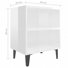 Acquista Comodini con Gambe in Metallo 2 pz Bianco Lucido 40x30x50 cm con riferimento GHV-805810 della ditta GARDENHOME