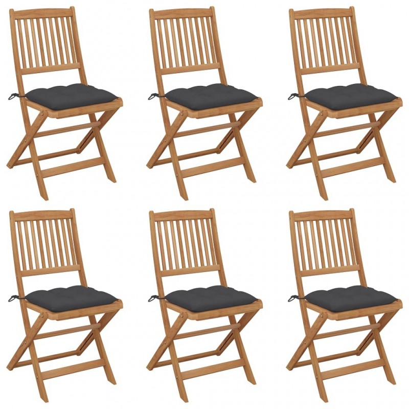 Acquista Sedie da Giardino Pieghevoli 6 pz con Cuscini Massello Acacia con riferimento GHV-3075009 della ditta GARDENHOME