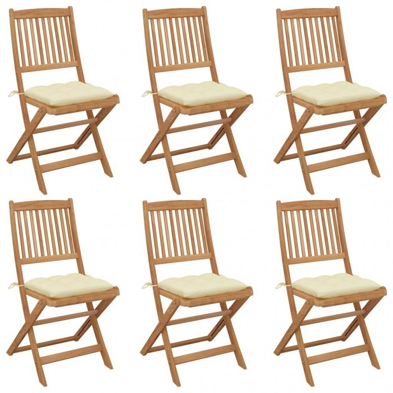 Acquista Sedie da Giardino Pieghevoli 6 pz con Cuscini Massello Acacia con riferimento GHV-3075011 della ditta GARDENHOME