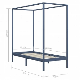 Acquista Giroletto a Baldacchino Grigio Legno Massello di Pino 90x200 cm con riferimento GHV-283274 della ditta GARDENHOME
