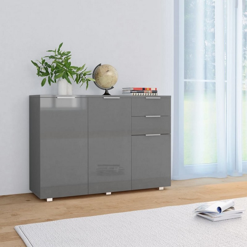 Acquista Credenza con Finitura Lucida Grigia 107x35x76 cm con riferimento GHV-283720 della ditta GARDENHOME