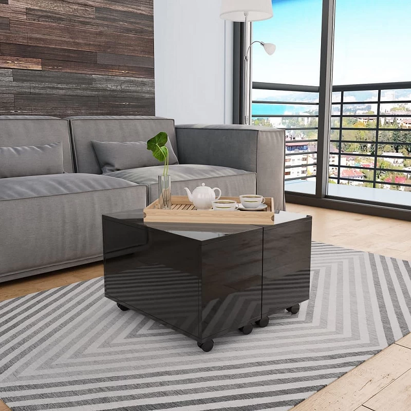 Acquista Tavolino da Caffè Nero Lucido 60x60x35 cm in Truciolato con riferimento GHV-283722 della ditta GARDENHOME