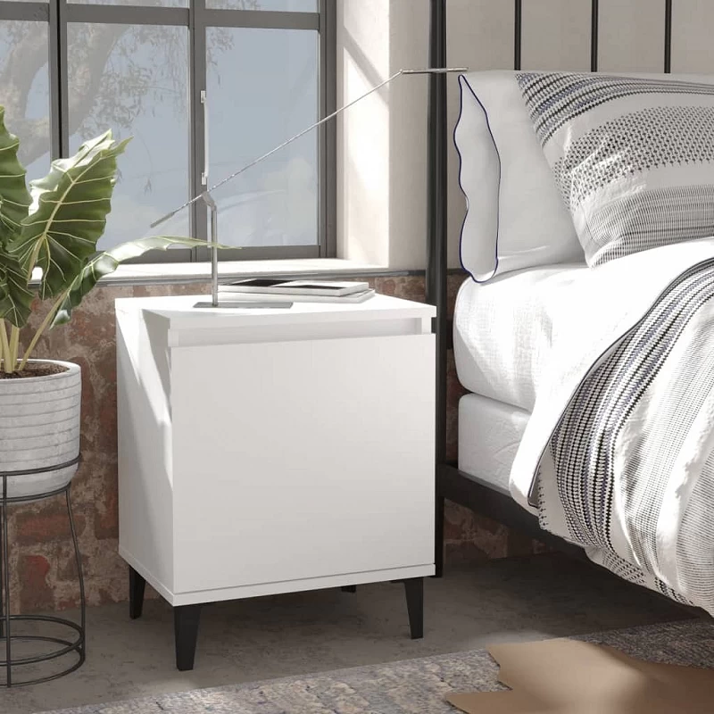 Acquista Comodino con Gambe in Metallo Bianco 40x30x50 cm con riferimento GHV-805833 della ditta GARDENHOME