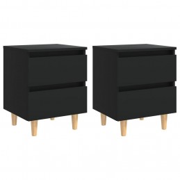 Acquista Comodini con Gambe in Massello di Pino 2pz Nero 40x35x50cm con riferimento GHV-805854 della ditta GARDENHOME