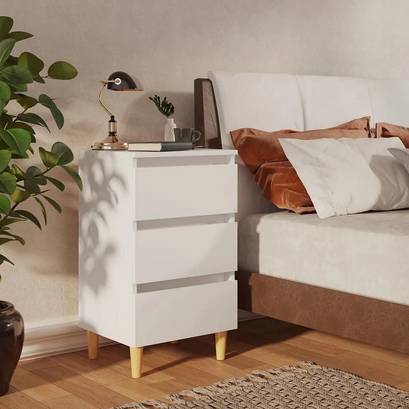 Acquista Comodino con Gambe in Legno Massello Bianco 40x35x69 cm con riferimento GHV-805887 della ditta GARDENHOME
