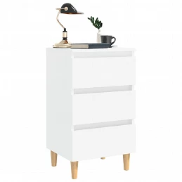 Acquista Comodino con Gambe in Legno Massello Bianco 40x35x69 cm con riferimento GHV-805887 della ditta GARDENHOME
