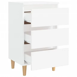 Acquista Comodino con Gambe in Legno Massello Bianco 40x35x69 cm con riferimento GHV-805887 della ditta GARDENHOME