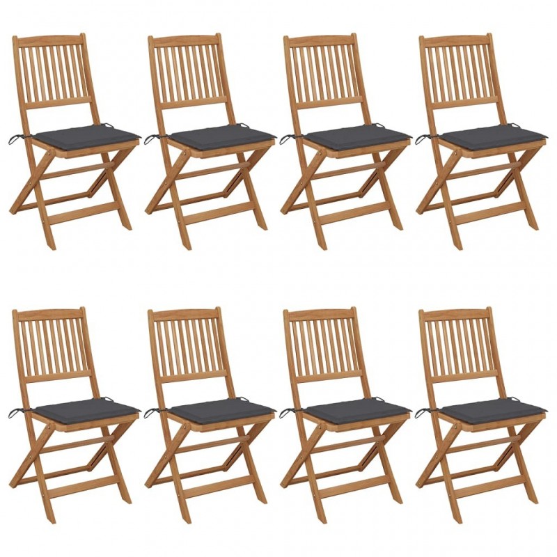 Acquista Sedie da Giardino Pieghevoli 8 pz con Cuscini Massello Acacia con riferimento GHV-3075021 della ditta GARDENHOME