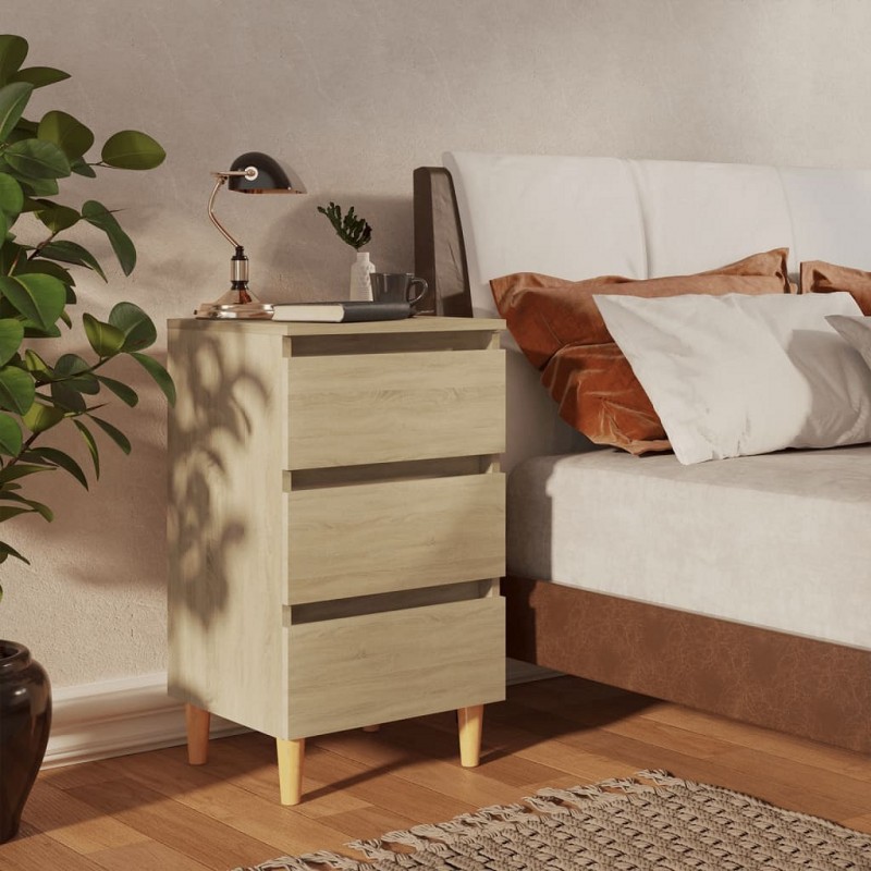 Acquista Comodino con Gambe in Legno Massello Rovere Sonoma 40x35x69cm con riferimento GHV-805893 della ditta GARDENHOME