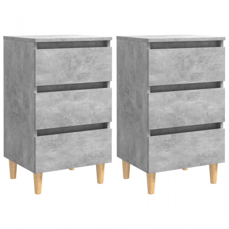 Acquista Comodini Gambe in Legno Massello 2 pz Grigio Cemento 40x35x69cm con riferimento GHV-805896 della ditta GARDENHOME