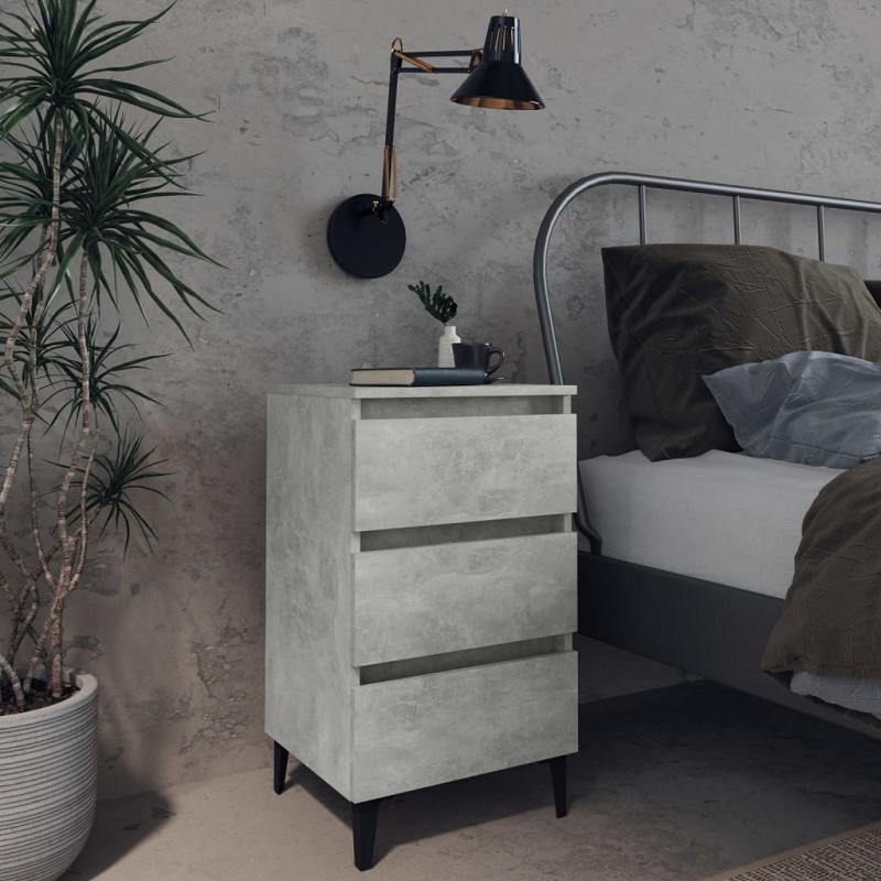 Acquista Comodino con Gambe in Metallo Grigio Cemento 40x35x69 cm con riferimento GHV-805913 della ditta GARDENHOME
