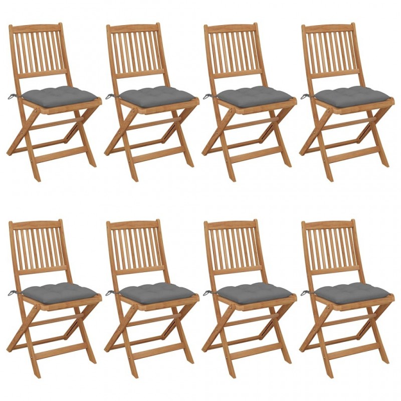 Acquista Sedie da Giardino Pieghevoli 8 pz con Cuscini Massello Acacia con riferimento GHV-3075037 della ditta GARDENHOME
