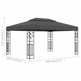 Acquista Gazebo con Tetto Doppio 3x4 m Antracite con riferimento GHV-48031 della ditta GARDENHOME