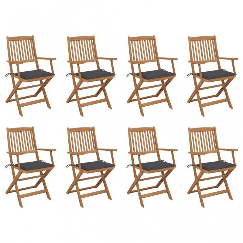 Acquista Sedie da Giardino Pieghevoli 8 pz con Cuscini Massello Acacia con riferimento GHV-3075085 della ditta GARDENHOME