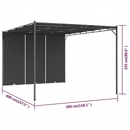 Acquista Gazebo da Giardino con Tenda Laterale 4x3x2,25 m Antracite con riferimento GHV-47996 della ditta GARDENHOME