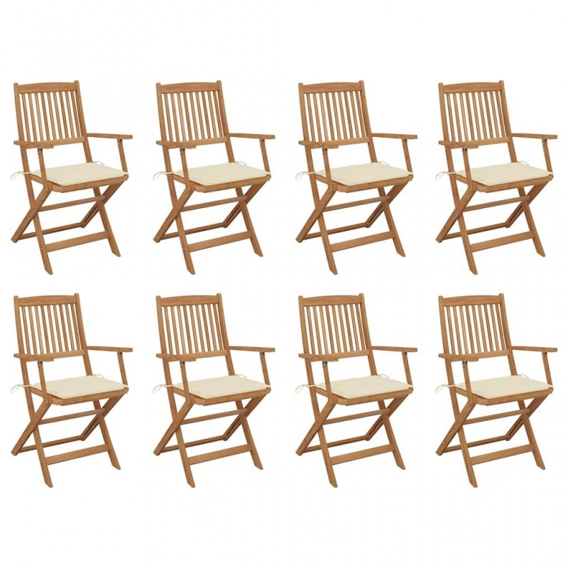 Acquista Sedie da Giardino Pieghevoli 8 pz con Cuscini Massello Acacia con riferimento GHV-3075087 della ditta GARDENHOME
