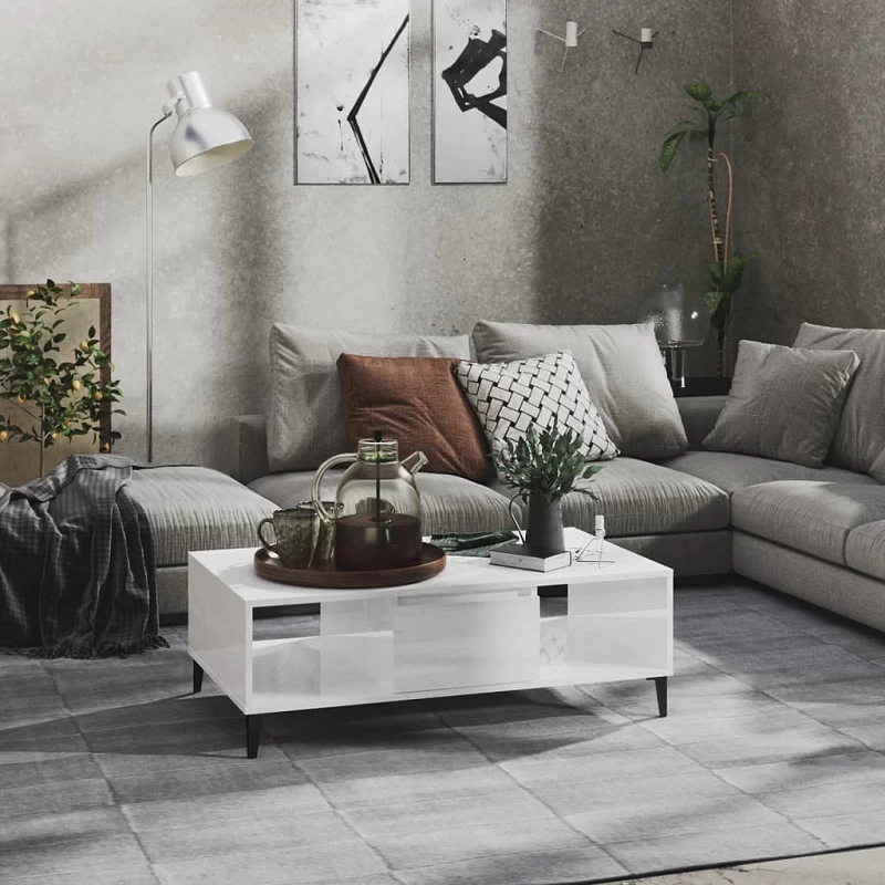 Acquista Tavolino da Salotto Bianco Lucido 103,5x60x35 cm in Truciolato con riferimento GHV-806028 della ditta GARDENHOME