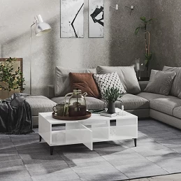 Acquista Tavolino da Salotto Bianco Lucido 103,5x60x35 cm in Truciolato con riferimento GHV-806028 della ditta GARDENHOME