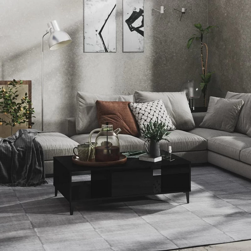 Acquista Tavolino da Salotto Nero Lucido 103,5x60x35 cm in Truciolato con riferimento GHV-806029 della ditta GARDENHOME