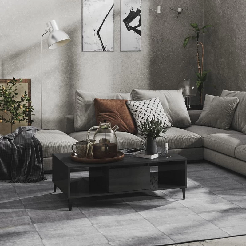 Acquista Tavolino da Salotto Grigio Lucido 103,5x60x35 cm in Truciolato con riferimento GHV-806030 della ditta GARDENHOME