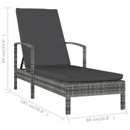Acquista Lettino Prendisole con Braccioli in Polyrattan Grigio con riferimento GHV-48126 della ditta GARDENHOME