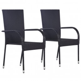 Acquista Sedie da Esterno Impilabili 2 pz in Polyrattan Nere con riferimento GHV-44238 della ditta GARDENHOME