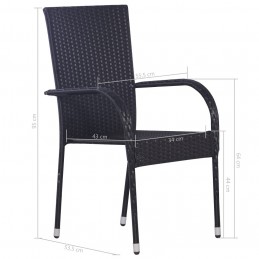 Acquista Sedie da Esterno Impilabili 2 pz in Polyrattan Nere con riferimento GHV-44238 della ditta GARDENHOME