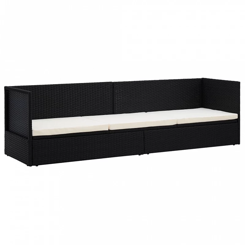 Acquista Lettino da Giardino con Cuscini in Polyrattan Nero con riferimento GHV-49391 della ditta GARDENHOME