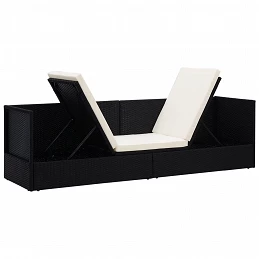 Acquista Lettino da Giardino con Cuscini in Polyrattan Nero con riferimento GHV-49391 della ditta GARDENHOME
