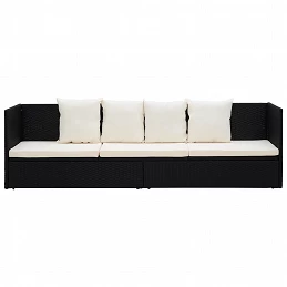 Acquista Lettino da Giardino con Cuscini in Polyrattan Nero con riferimento GHV-49391 della ditta GARDENHOME