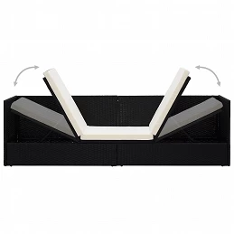 Acquista Lettino da Giardino con Cuscini in Polyrattan Nero con riferimento GHV-49391 della ditta GARDENHOME