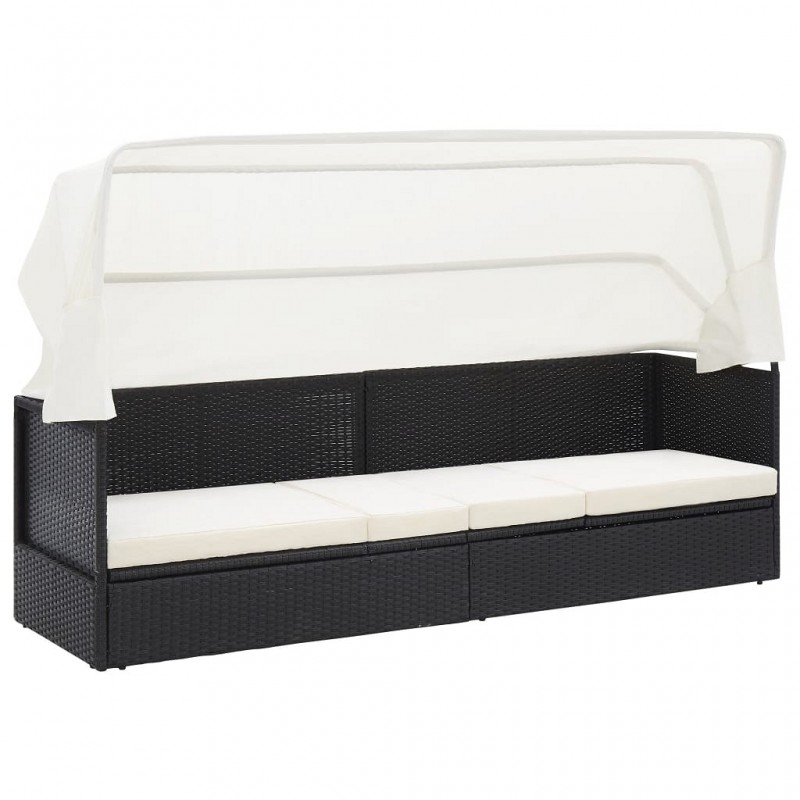 Acquista Divano da Giardino con Tettoia in Polyrattan Nero con riferimento GHV-49393 della ditta GARDENHOME