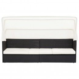 Acquista Divano da Giardino con Tettoia in Polyrattan Nero con riferimento GHV-49393 della ditta GARDENHOME