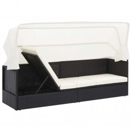 Acquista Divano da Giardino con Tettoia in Polyrattan Nero con riferimento GHV-49393 della ditta GARDENHOME