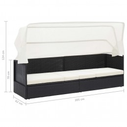 Acquista Divano da Giardino con Tettoia in Polyrattan Nero con riferimento GHV-49393 della ditta GARDENHOME