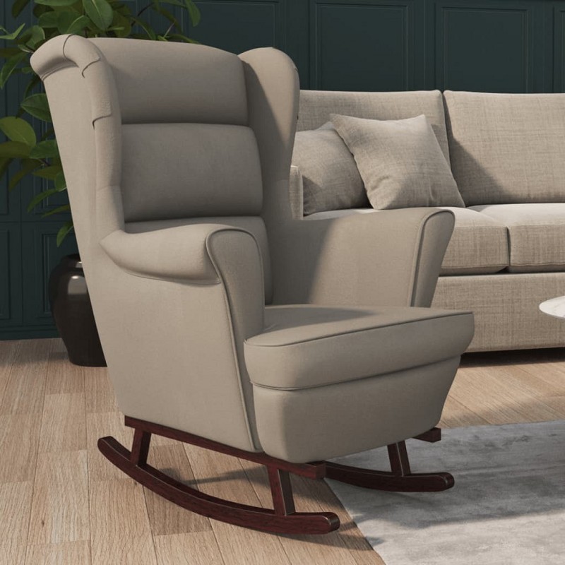 Acquista Sedia a Dondolo con Gambe in Legno di Hevea Grigia in Velluto con riferimento GHV-329363 della ditta GARDENHOME