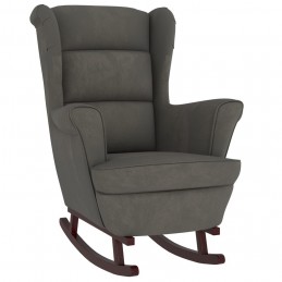 Acquista Sedia a Dondolo con Gambe in Legno di Hevea Grigia in Velluto con riferimento GHV-329364 della ditta GARDENHOME