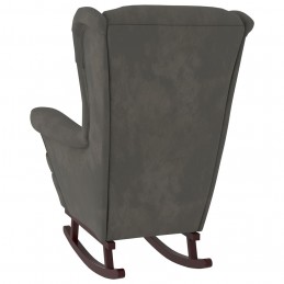 Acquista Sedia a Dondolo con Gambe in Legno di Hevea Grigia in Velluto con riferimento GHV-329364 della ditta GARDENHOME