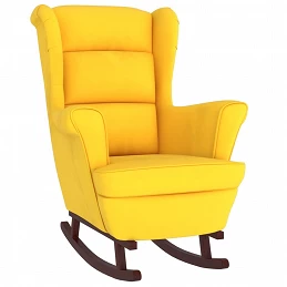 Acquista Sedia a Dondolo con Gambe in Massello di Hevea Giallo Velluto con riferimento GHV-329370 della ditta GARDENHOME