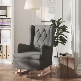 Acquista Poltrona Gambe a Dondolo Legno di Hevea Grigio Scuro in Tessuto con riferimento GHV-329406 della ditta GARDENHOME