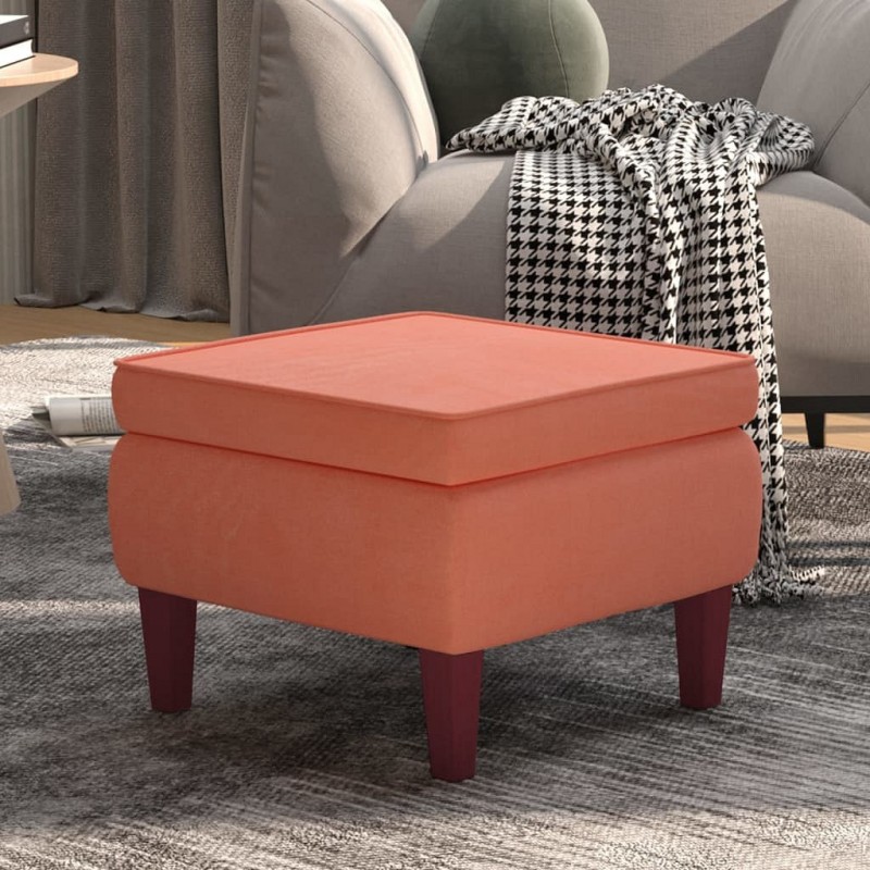 Acquista Poggiapiedi con Gambe in Legno Rosa in Velluto con riferimento GHV-329461 della ditta GARDENHOME