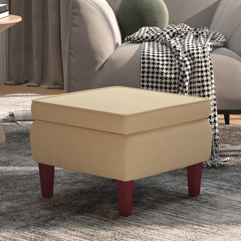 Acquista Poggiapiedi con Gambe in Legno Crema in Velluto con riferimento GHV-329466 della ditta GARDENHOME