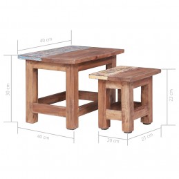 Acquista Tavolini Impilabili 2 pz in Legno Massello di Recupero con riferimento GHV-283922 della ditta GARDENHOME