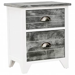 Acquista Comodino Grigio e Bianco 38x28x45 cm in Legno di Paulownia con riferimento GHV-284047 della ditta GARDENHOME