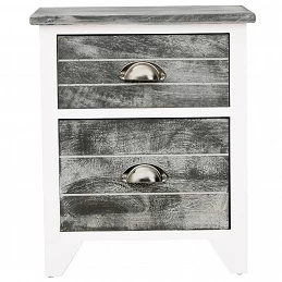 Acquista Comodino Grigio e Bianco 38x28x45 cm in Legno di Paulownia con riferimento GHV-284047 della ditta GARDENHOME