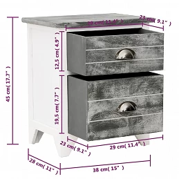 Acquista Comodino Grigio e Bianco 38x28x45 cm in Legno di Paulownia con riferimento GHV-284047 della ditta GARDENHOME