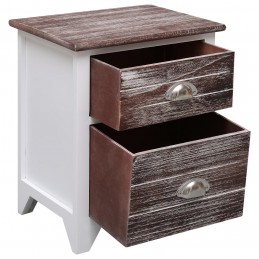 Acquista Comodino Marrone e Bianco 38x28x45 cm in Legno di Paulownia con riferimento GHV-284048 della ditta GARDENHOME