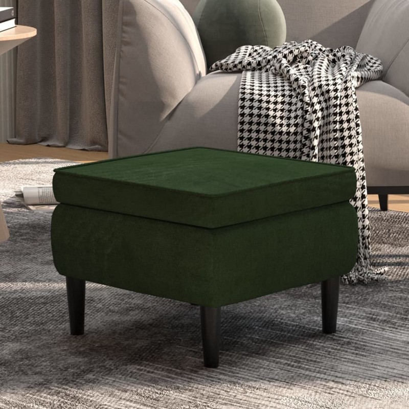 Acquista Poggiapiedi con Gambe in Legno Verde Scuro in Velluto con riferimento GHV-329438 della ditta GARDENHOME