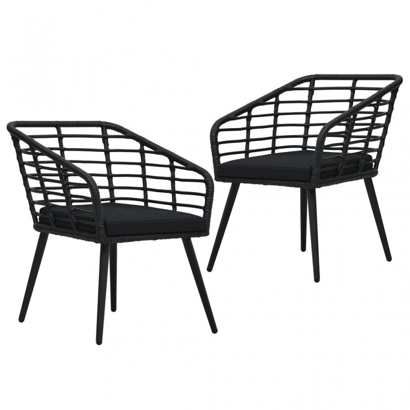 Acquista Sedie da Giardino con Cuscini 2 pz in Polyrattan Nere con riferimento GHV-48578 della ditta GARDENHOME