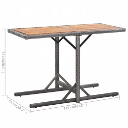 Acquista Tavolo da Giardino Antracite in Polyrattan e Massello di Acacia con riferimento GHV-46457 della ditta GARDENHOME